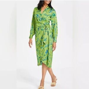 Green Floral Wrap Dress by INC